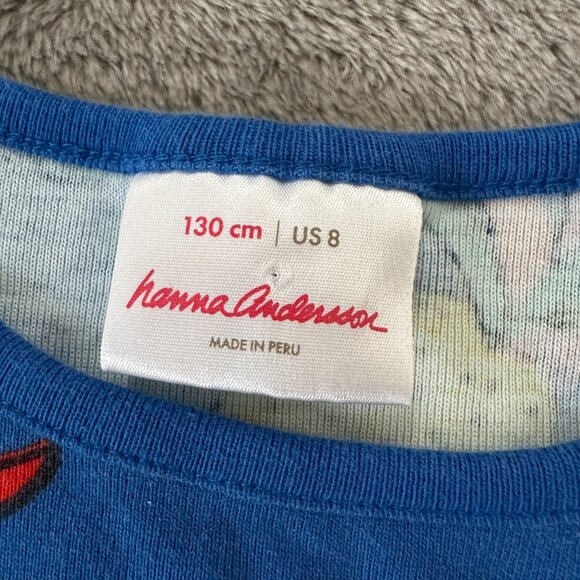 Hanna Andersson Dress size 8 Pineapple Tank Summer Blue Yellow Cotton - Picture 3 of 4